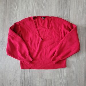 Dynamite Bold Red V-Neck Sweater Fall Fashion Women's Medium